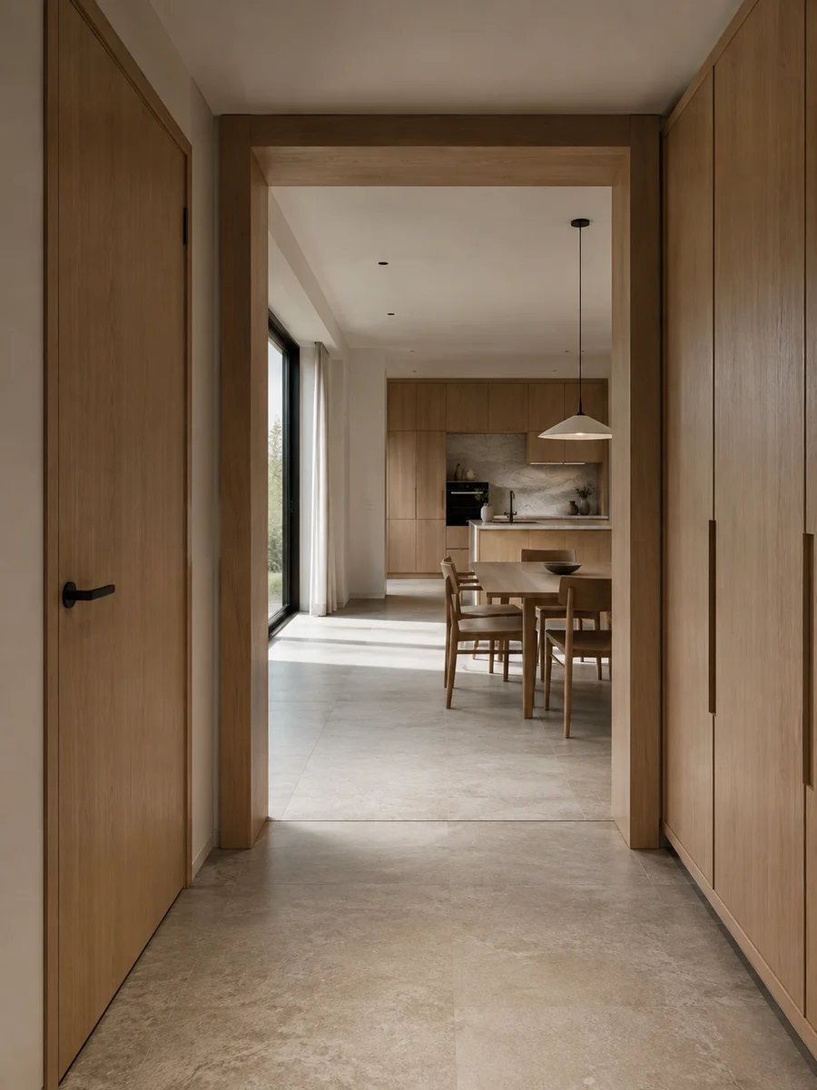 Coordinated kitchen, doors and storage in a private residence