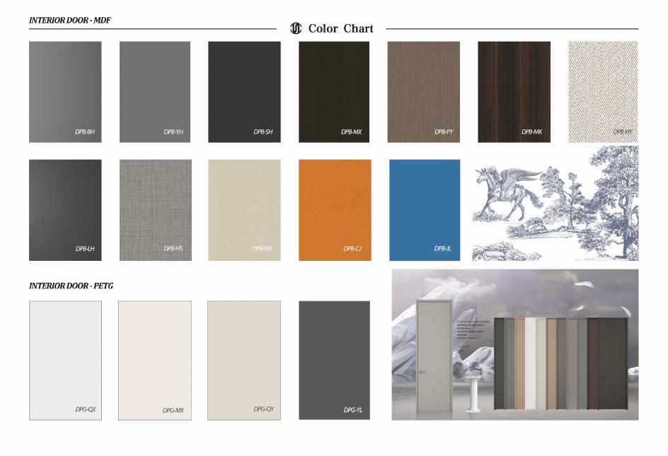Interior wood-door finish and colour references shown on catalogue page 35