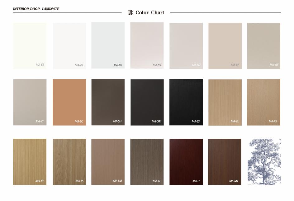 Interior wood-door finish and colour references shown on catalogue page 36