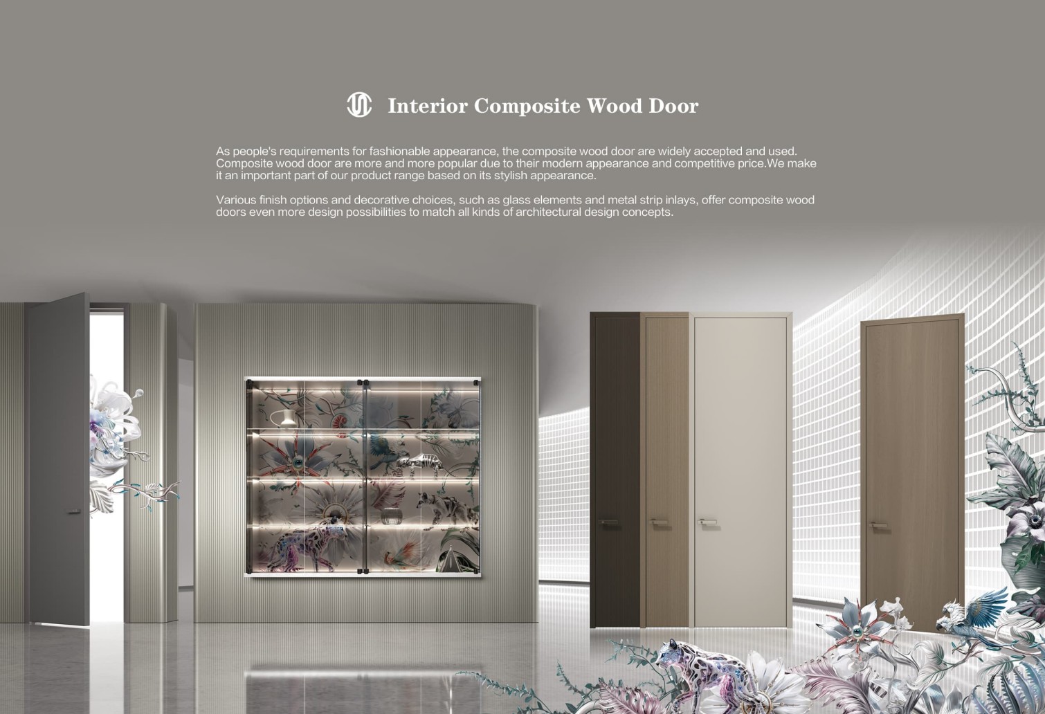 Composite wood interior door designs in neutral project finishes