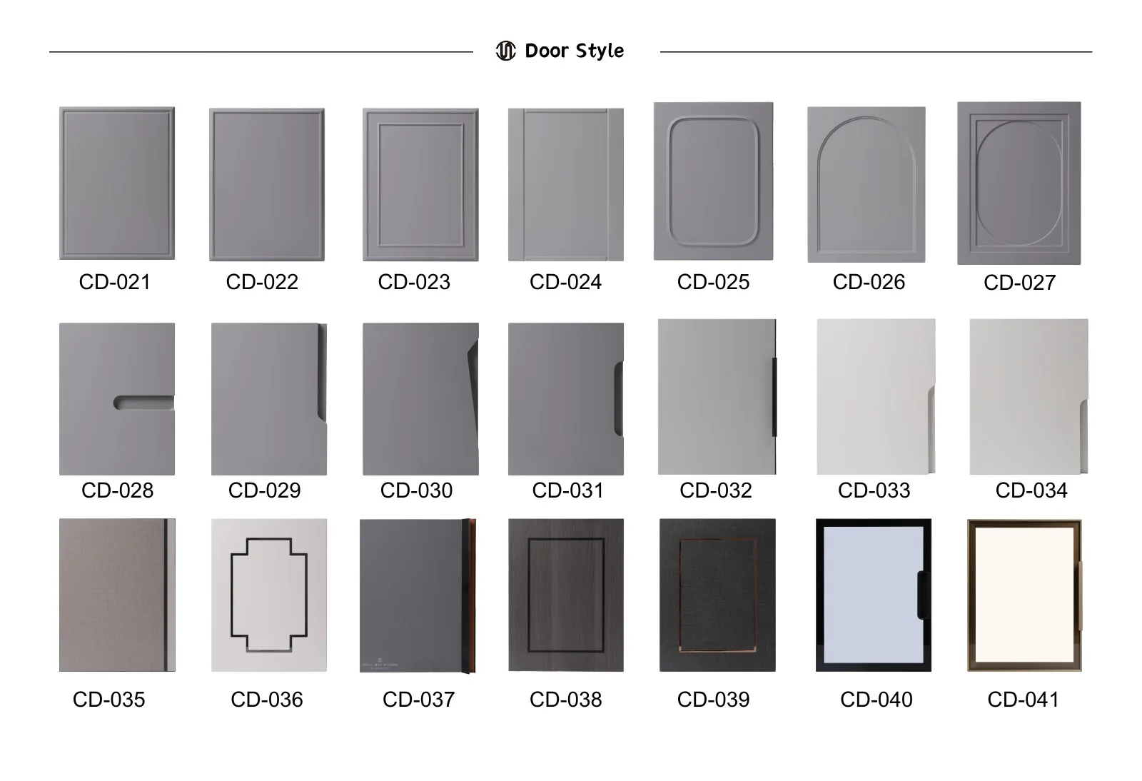 Kitchen cabinet front styles CD-021 through CD-041