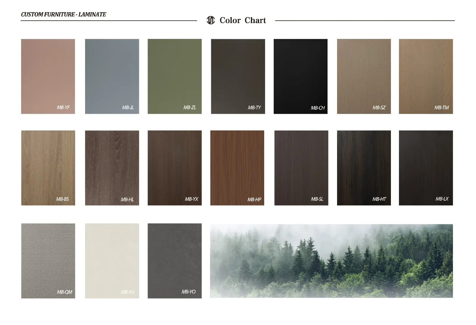 Kitchen cabinet laminate colour and wood-grain references shown on catalogue page 21