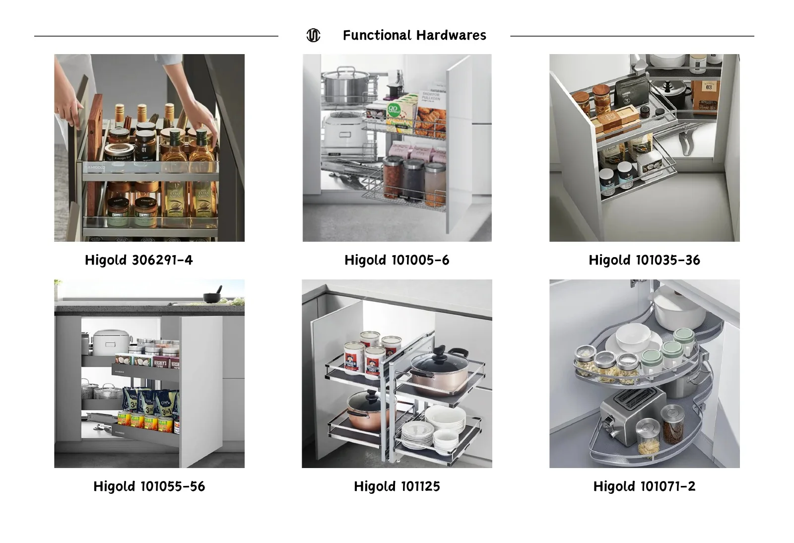 Kitchen cabinet pull-out and storage hardware references shown on catalogue page 27