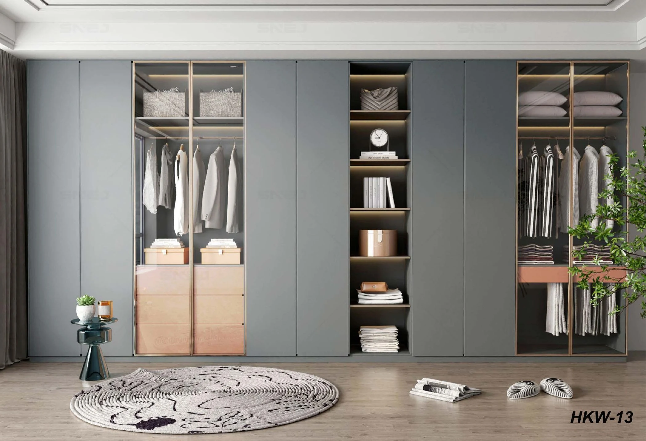 Wardrobe reference HKW-13 with full-height storage and dressing table