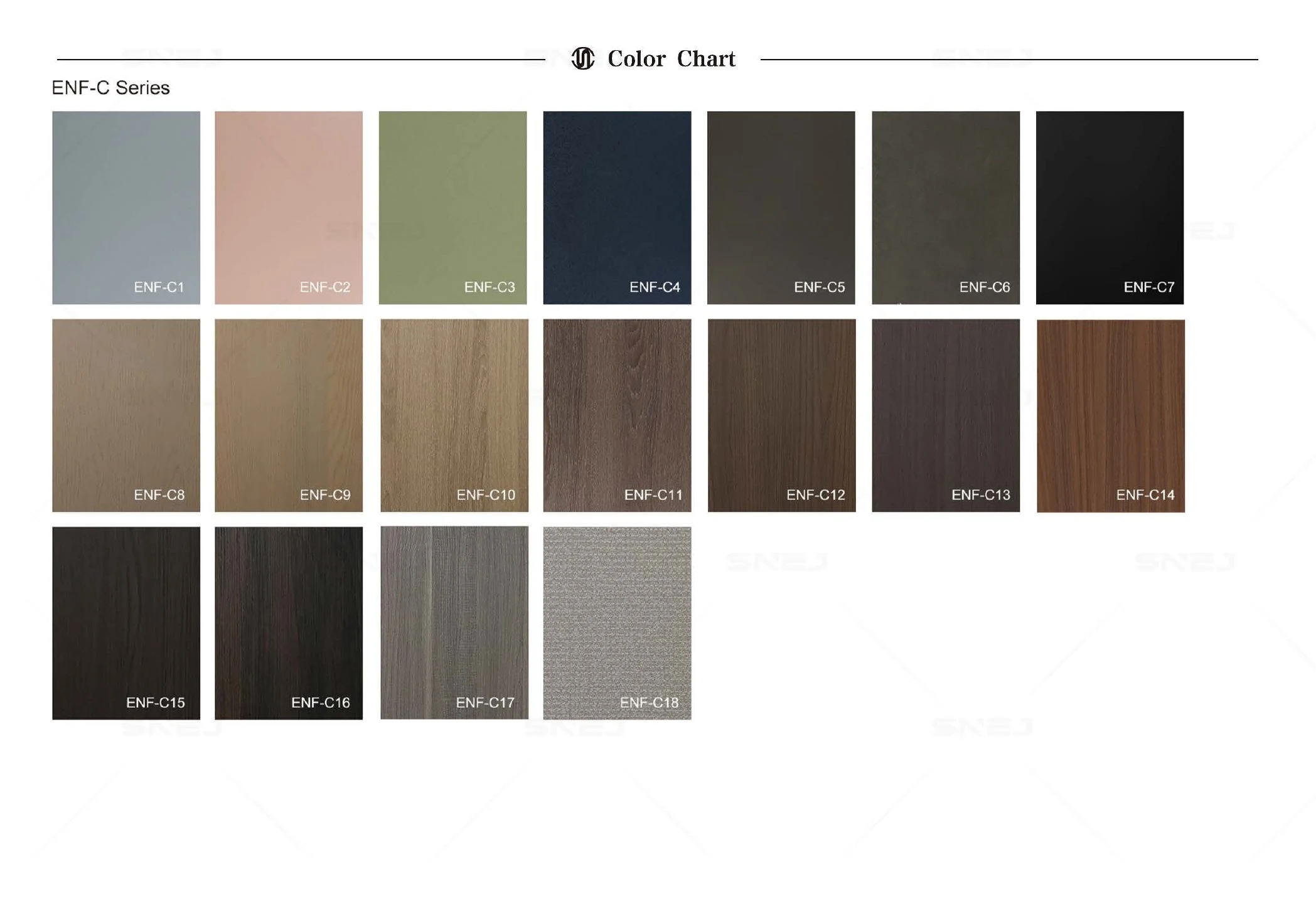 ENF-C wardrobe wood-grain finish chart