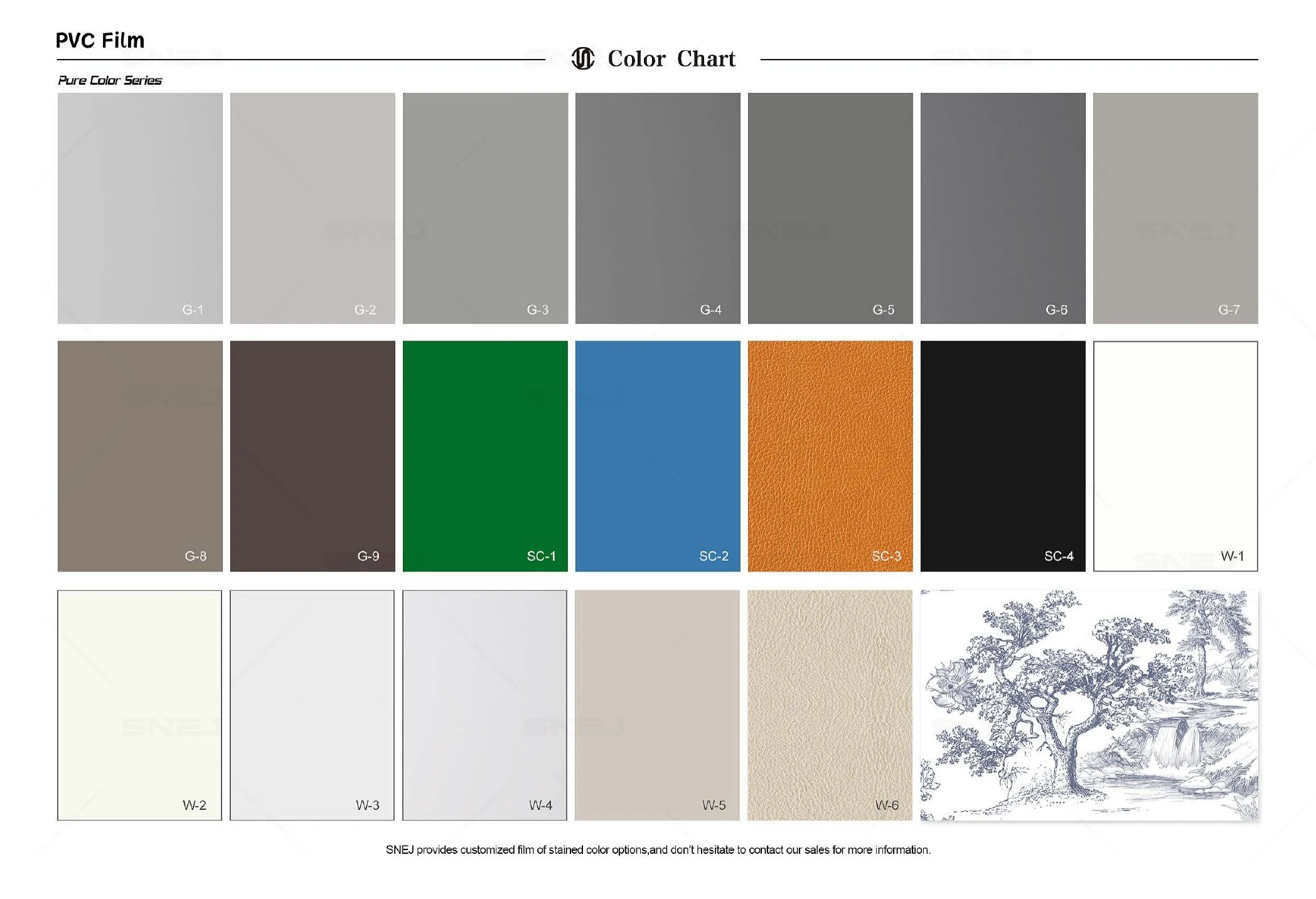 PVC Aura wardrobe colour chart